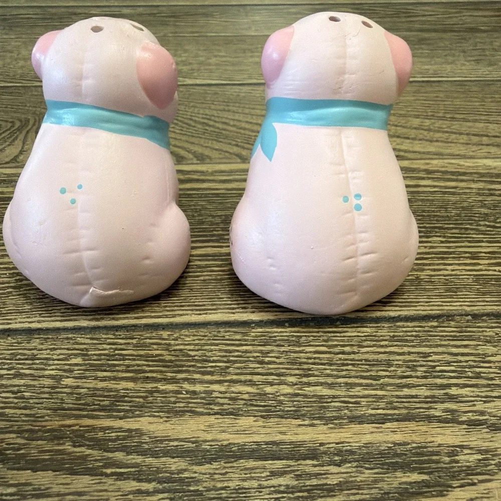 VTG Farmhouse Patchwork Pigs Salt and Pepper Shaker 1980's Earthware Nostalgia